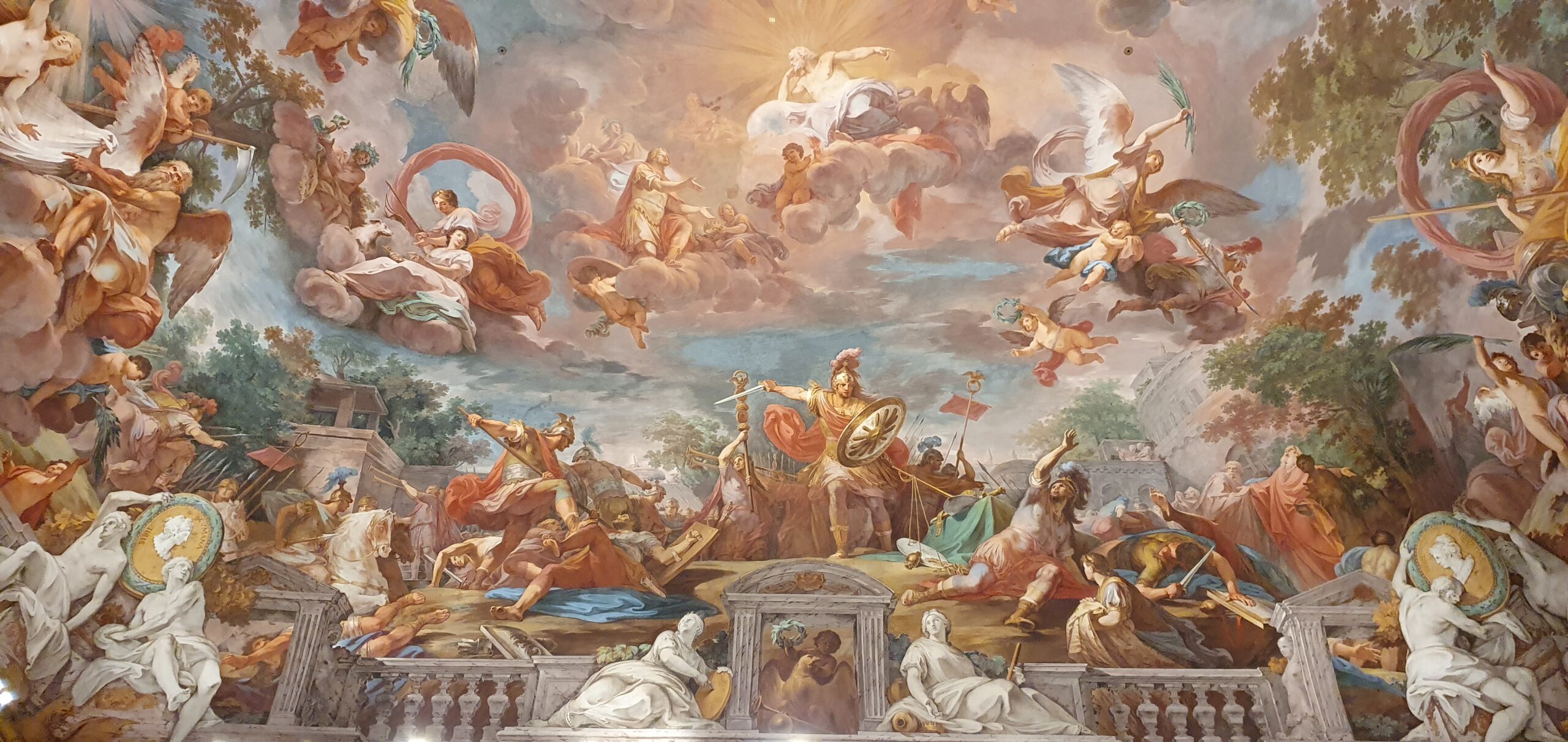Entrance hall, ceiling fresco by Mariano Rossi